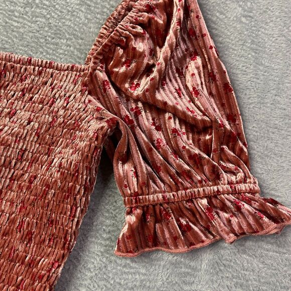 Lulus Dusty Rose Floral Velvet Dress Size Medium - Picture 9 of 13